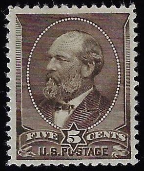 Scott #205 - $375.00 – VF/XF-OG-VLH – 5¢ SHOWPIECE! - Extra large margins.