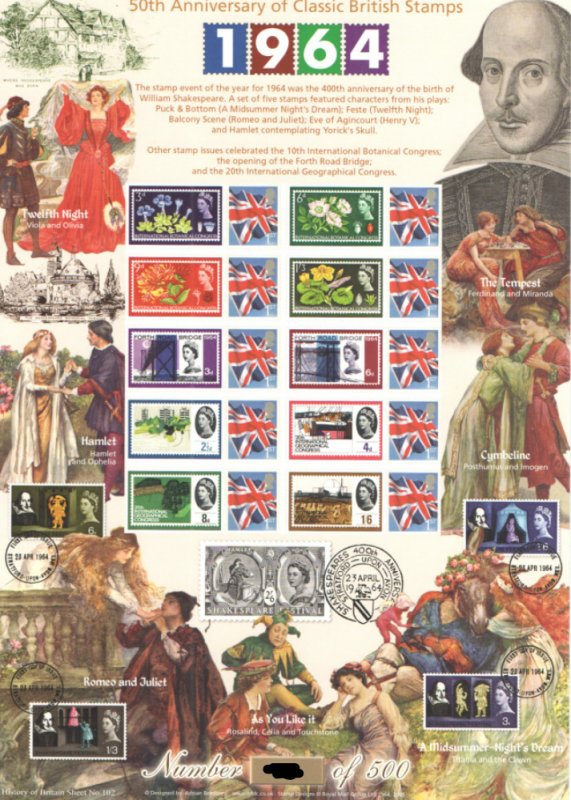 BC-427 2014 History of Britain 102 Classic british stamps no. 43 sheet U/M