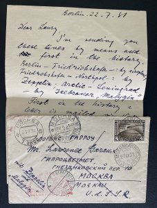 1931 Berlin Germany Graf Zeppelin LZ 127 Polar Flight Cover to Moscow Russia