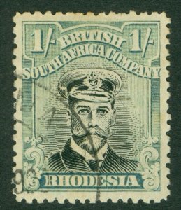 SG 272 Rhodesia 1/- black & pale blue-green. Very fine used CAT £20