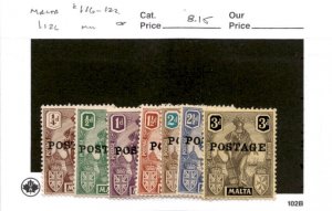 Malta, Postage Stamp, #116-122 Mint Hinged, 1926 (AB)