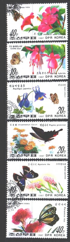 North Korea. 1987. 2825-30. butterflies. USED.