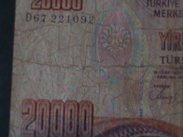 ​TURKEY-1970-CENTRAL BANK LAW OCAK-14-$20000 LIRA.CIR-54 YEARS OLD-WATER MARK