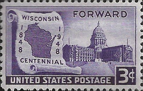 # 957 MINT NEVER HINGED WISCONSIN STATEHOOD 100TH ANNIV.