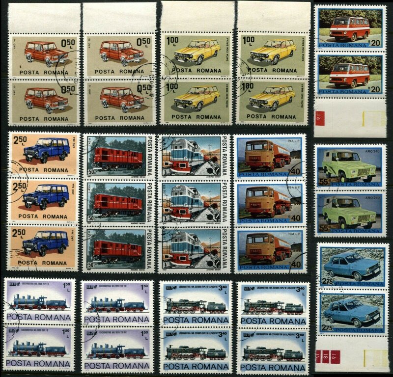 ROMANA Romania Cars Trains Transportation Topical Postage Stamps Collection 