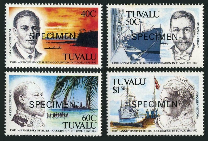 Tuvalu 590-593 SPECIMEN,MNH.Mi 611-614. Annexation of Gilbert/Ellice,100,1992.