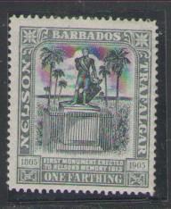 Barbados Sc 102 1906 1f Nelson stamp mint