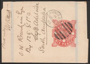 TASMANIA Wrapper - PTPO 1894 use of Stamp Duty large embossed type Platypus 6d.