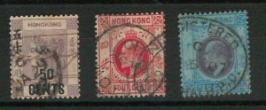 60757 -  HONG  KONG - STAMPS: 3 used stamps with nice POSTMARKS!