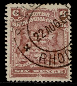 RHODESIA QV SG83a, 6d reddish mauve, FINE USED. 