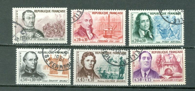 FRANCE 1961 PORTRAITS #B350-355 SET USED NO THINS...$10.50