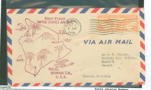 US C19 1st Flight Hilo to Wailuku Oct 8, 1934 addressed