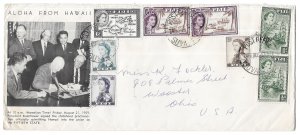 Suva, Fiji to Wooster, Ohio Mailed 1960 on SS Oransay, Hawaii Statehood Cachet