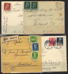 GERMANY-BAVARIA 1900s 6 COMMERCIAL COVERS 3 REGISTERED INCLUDES 1 POSTAL RECEIPT