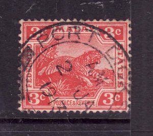 Federated Malay States-Sc#42-used 3c carmine-Tiger-1909-