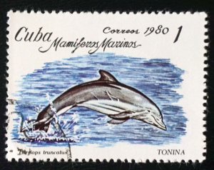 CUBA Sc# 2334 MARINE MAMMALS sea life ocean 1c 1980 used cto