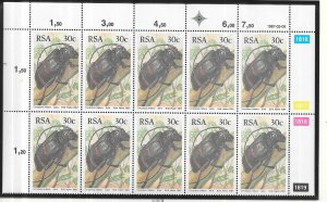 South Africa #693  30c Beetles (MNH) margin block of 10 CV$9.00