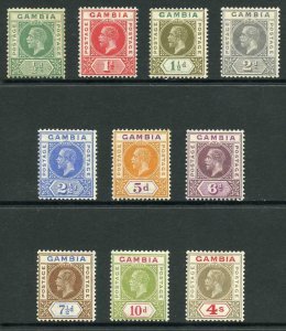 Gambia SG108/117 1921-22 KGV Wmk Mult Script CA Set of 10 M/M