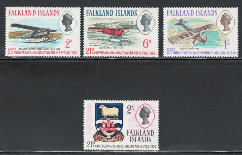 Falkland Islands 1969 21st Anniversary Air Service Scott # 180 - 183 MH