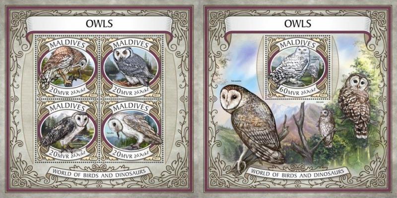 Z08 IMPERF MLD17609ab MALDIVES 2017 Owls MNH ** Postfrisch Set