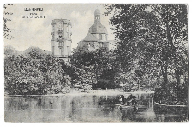 Mannheim, Germany Friedrichspark World War I Postcard 1917, Soldier's Fr...