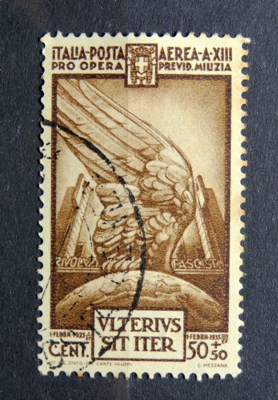 ITALY 1935 SC# CB3 SEMI-POSTAL AIRMAIL - WTMK 140 - USED HINGED - VF