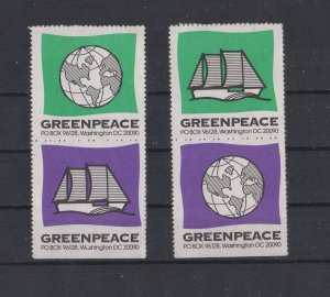 USA - Group of 4 Charity Stamps for Greenpeace