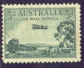 AUSTRALIA C1 MINT OG 1929 PLANE over BUSH LANDS