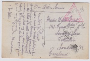 GB 1915 censored military post FPO56, censor 1096 + thimble french official mark-