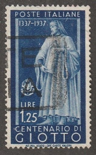 Italy, stamp, scott#393,  used, hinged,  1.25, blue