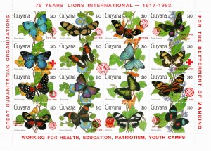 Guyana 1992 MNH Sc 2604 RED overprint sheet of 16