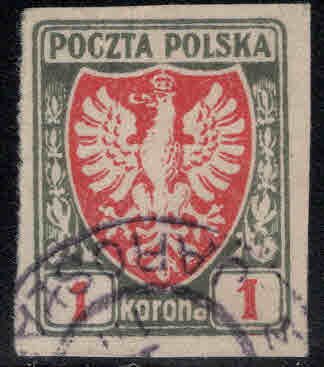 Poland Scott 71 Used imperforate stamp
