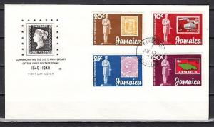 Jamaica, Scott cat. 457-460. !st Stamp Anniversary issue. First day cover. ^