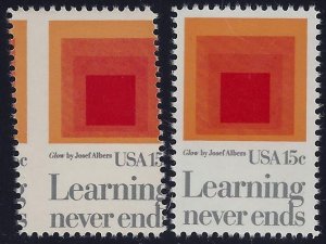 1833 - 15c Angled Misperf Error / EFO Learning Never Ends Mint NH