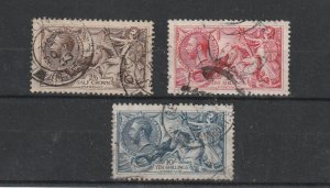 GREAT BRITAIN SG 415-417 VF-USED KGV SEAHORSES CAT VALUE $565