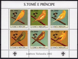 St.Thomas & Prince 2003  Sc# 1500 Birds/Scouts Sheetlet (4) Perforated MNH