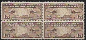 US #C8 Block of 4  MNH.  US Map and Mail Planes.