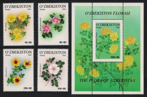 Uzbekistan Roses Flowers 4v+MS 2006 MNH SG#578-MS582