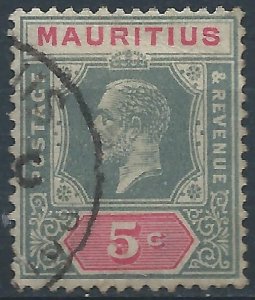 Mauritius 1922 - 5c George V wmk Mult Script CA Die II - SG227 used