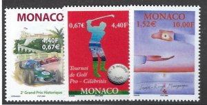 Monaco SC#2158, 2164 & 2166 MNH VF...Great Opportunity!