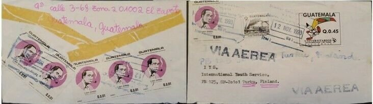 A) 1993, GUATEMALA, KARATE, AIRMAIL, COVER SHIPPED TO FINLAND, WRITER FLAVIO HER