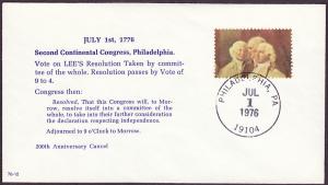 1687e Second Continental Congress cacheted event cover