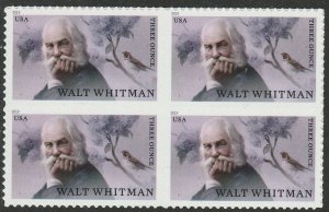 US 5414 Literary Arts Walt Whitman three ounce block (4 stamps) MNH 2019 