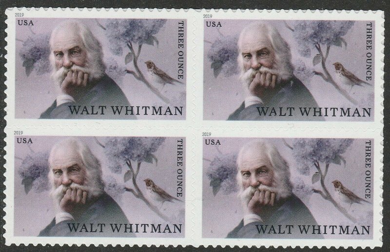 US 5414 Literary Arts Walt Whitman three ounce block (4 stamps) MNH 2019 