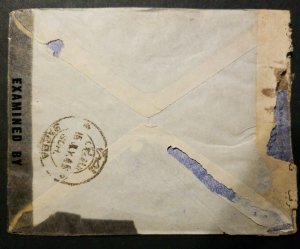 IRAQ TO USA AIR MAIL 1945 VERY RARE BASRA  censor cover multi franking