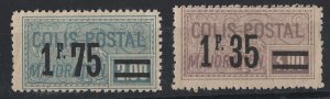 France 1926 2f blue Parcel Post stamp um small imperfection ditto 1f35 on 3f &