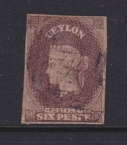 Ceylon, Scott 6A (SG 6), used (small margin tear)