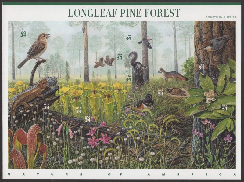Scott 3611 MNH, VF/XF sheet Longleaf Pine Forest