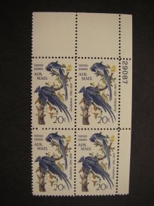 Scott C71, 20c Audubon Jays, PB4 #29087 UR, MNH Airmail Beauty
