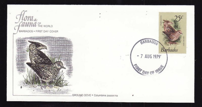 Flora & Fauna of the World #178d-Barbados-Birds-Ground Dove-FDC with  single sta